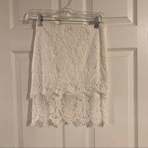 Lulus white lace mini skirt
